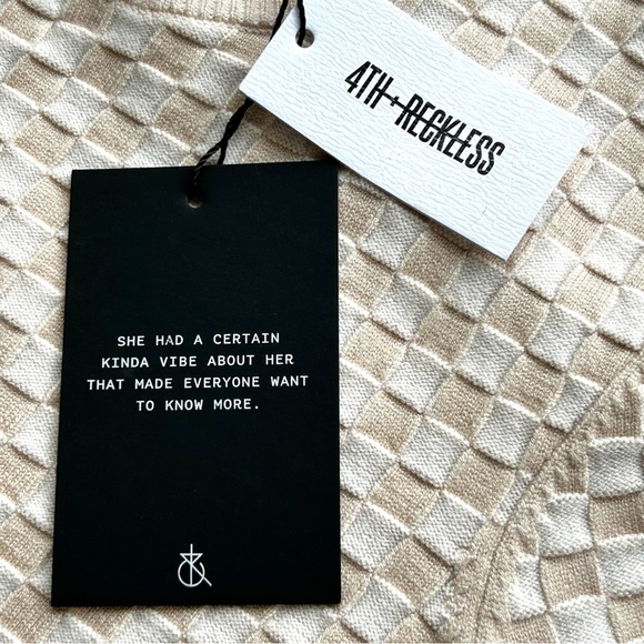 🏖️NWT Women’s Knit Checkerboard Short-Sleeve Maxi Dress. Cream/Tan. Size: XL - Picture 9 of 14